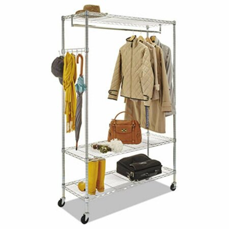 FINAL DESTINATION Wire Shelving Garment Rack, Coat Rack, Stand Alone Rack with Casters, Silver FI2495556